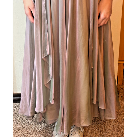 Jovani Strapless Beaded Empire Chiffon Evening Prom Dress Gown – Taupe/Lilac – 6 - Picture 7 of 7